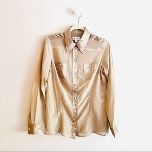 Contrasting fabric silk shirt